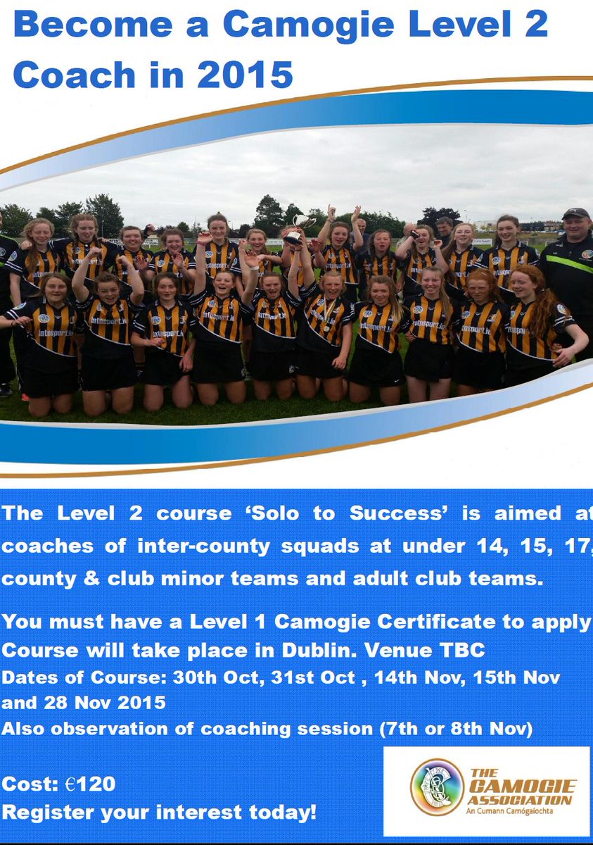 The Camogie Association (@officialcamogie) on Twitter photo Level 2 Camogie Coaching Course coming soon! Register your interest on: camogie.ie/news.asp?id=47… Level 2 Camogie Coaching Course coming soon! Register your interest on: camogie.ie/news.asp?id=47…