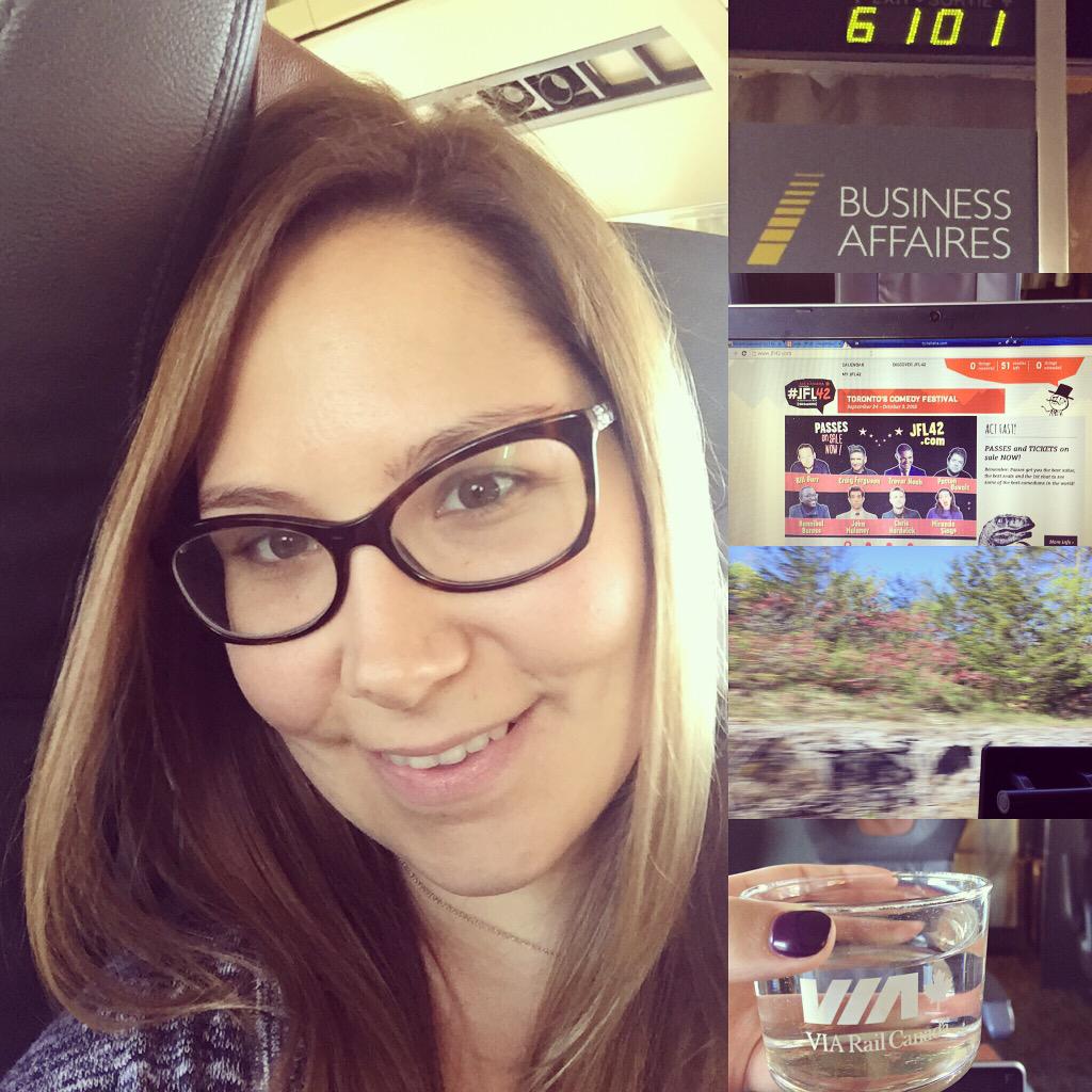a_pakis's tweet photo. My office this morning is @VIA_Rail Train 61!On my way to Toronto 4 @JFL42 &amp; cant wait to be in Festival mode! #JFL42 http://t.co/vnB0ympZOj