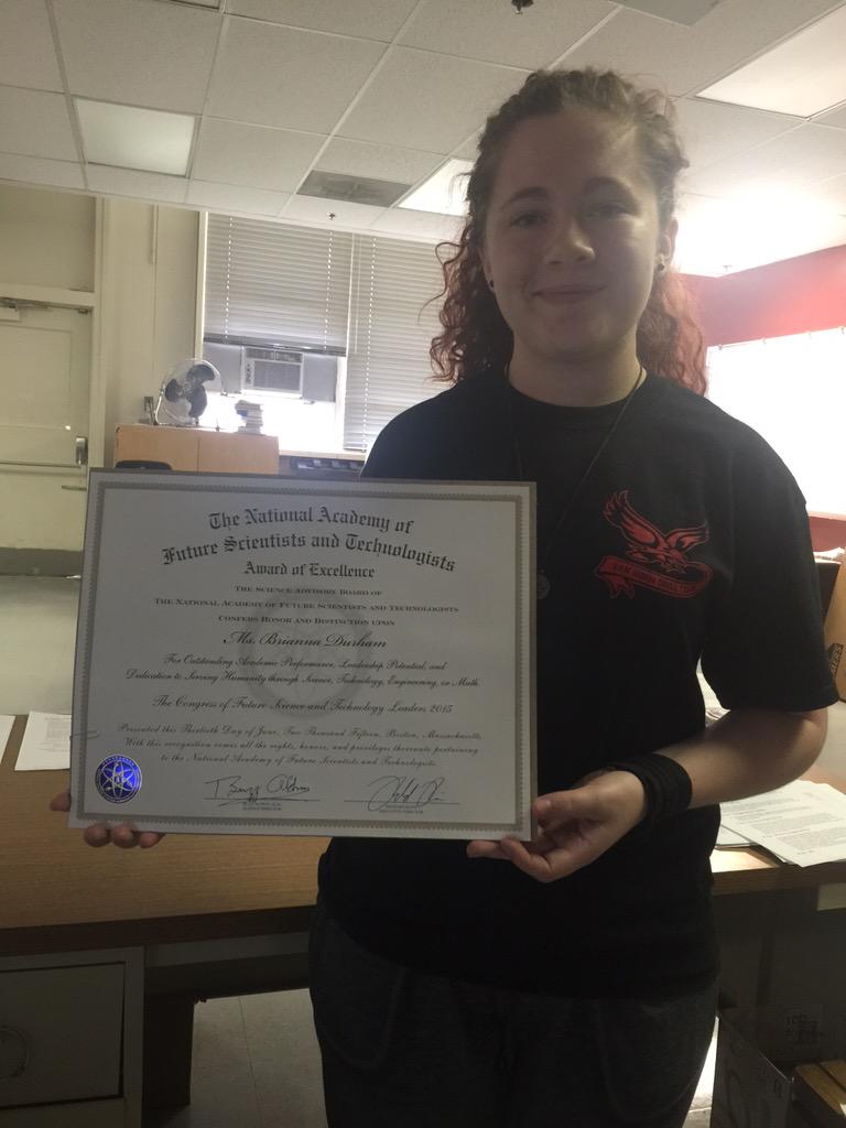 VHEngineers's tweet photo. Congrats @BriDuhram on getting your National Academy of Future Scientists and Technologists Award!
#isdstrong http://t.co/FuXILLMCqr