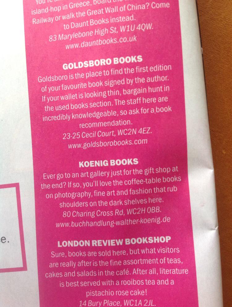 marieschubo's tweet photo. Published writer! ☺️😃 Check out this week's @TimeOutLondon for my article on the 5 best #bookshops. #TimeOutTakeOver http://t.co/n2Yu9xCyp8