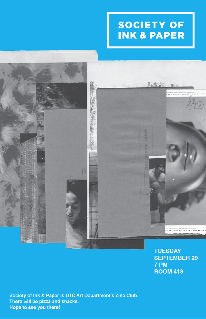 SOIP's first event of the semester is Tuesday 9/29 at 7 PM in Room 413 of the Fine Arts Center! #makezines #eatpizza