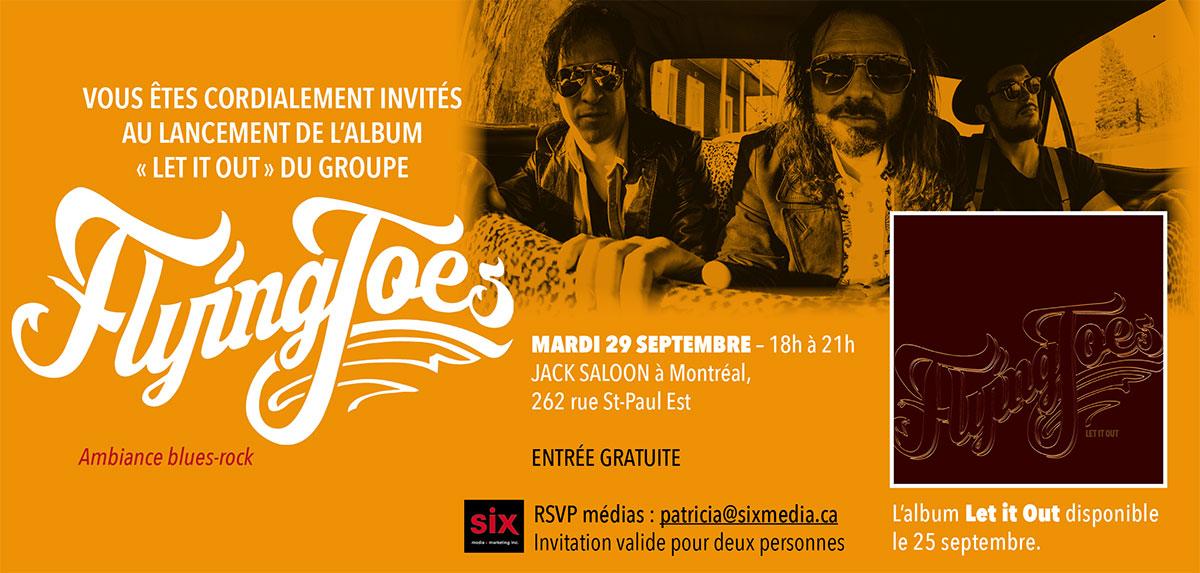 Lancement de <a href="/flyingjoes/">Flying Joes</a> le 29 sept au <a href="/SaloonJack/">Jack Saloon</a> à #MTL. Rock On! <a href="/DailyRockQuebec/">Daily Rock Québec</a> <a href="/MuzikInjection/">Muzik Injection</a> @MusikUniverse