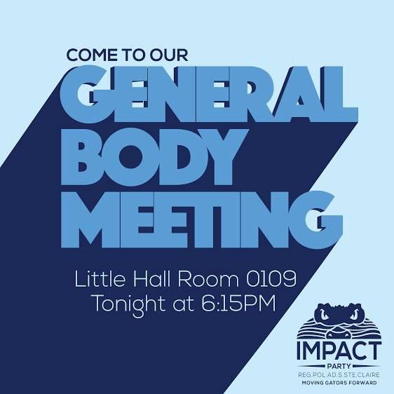 ImpactPartyUF's tweet photo. General Body Meeting in Little Hall Room 0109 at 6:15pm! 

See you there! 

http://t.co/3MZKZTRAqz.S.Ste.Claire. http://t.co/bv7H0ItDKE