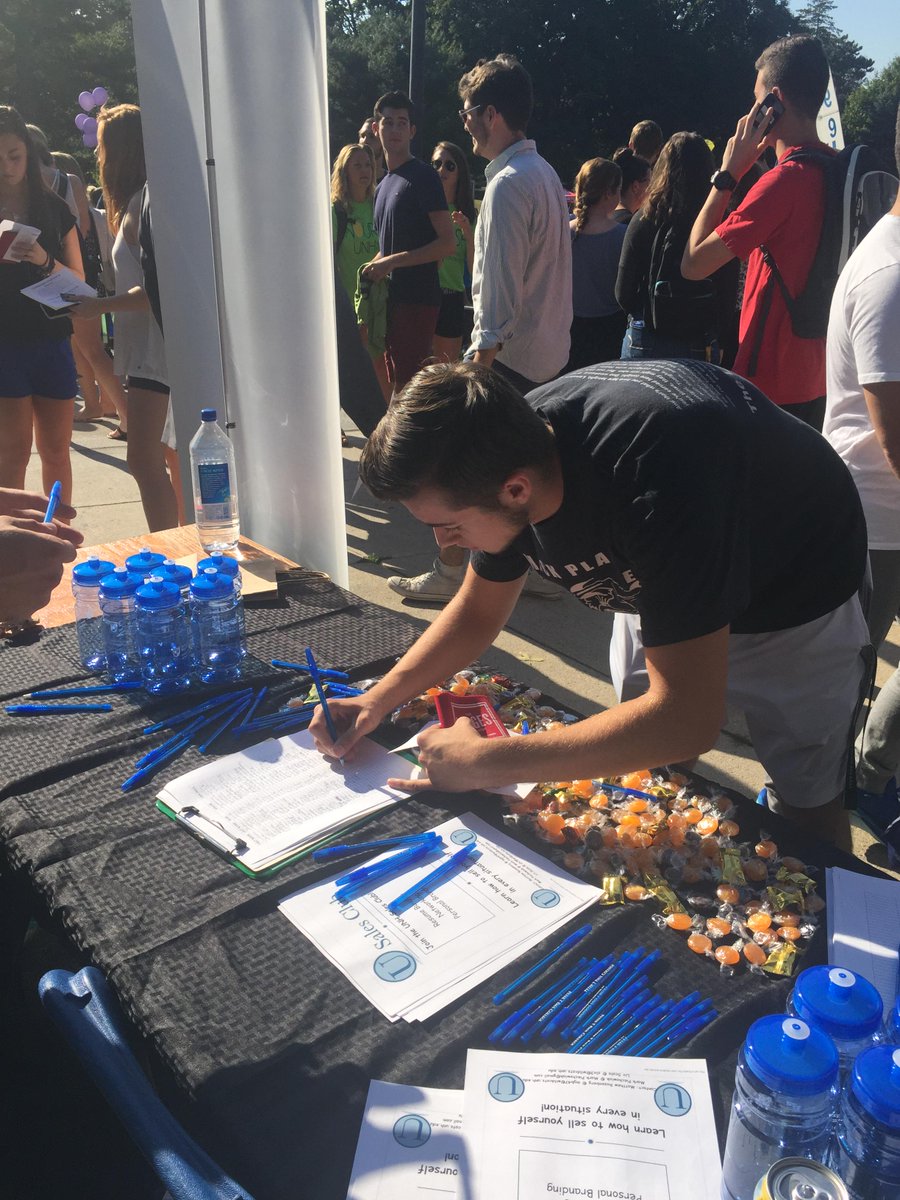 Our sales club booth at U-Day at #UNH , our executives getting people to sign up! Great job!