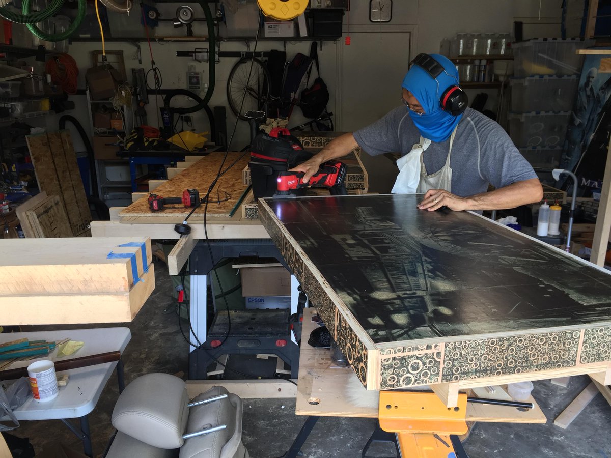 Psst, here is a peek of Martin at work on one of the #OakCliff tables!  More peeks are coming . . .