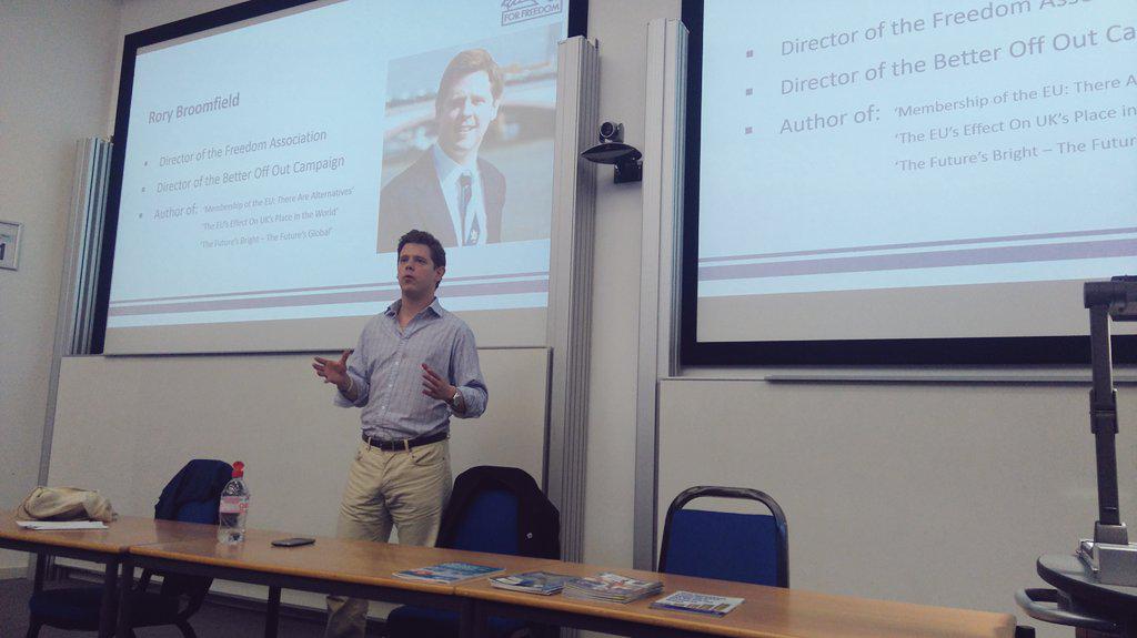 ExeterFreedom's tweet photo. @rorybroomfield speaking about why Britain is better off out for law, democracy and jobs. #eudebate http://t.co/eoFW3NUqeQ