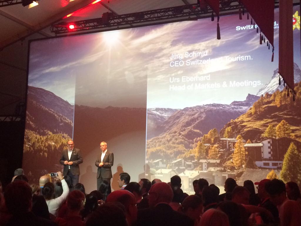 sarahedelmann8's tweet photo. Closing event of #stm2015 of @MySwitzerland_e &amp; @zermatt_tourism with @EinsteinHotel @ @Juerg_Schmid #STM15 http://t.co/ec1qFA40Dt