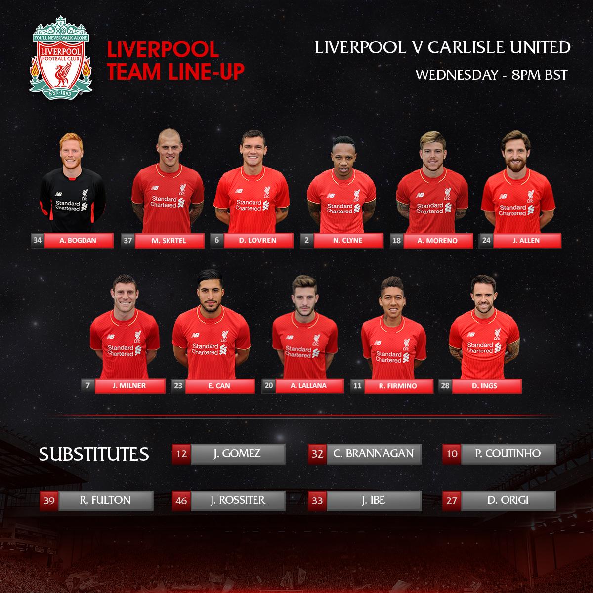 Liverpool FC on Twitter "Tonight’s confirmed LFC lineup and subs in