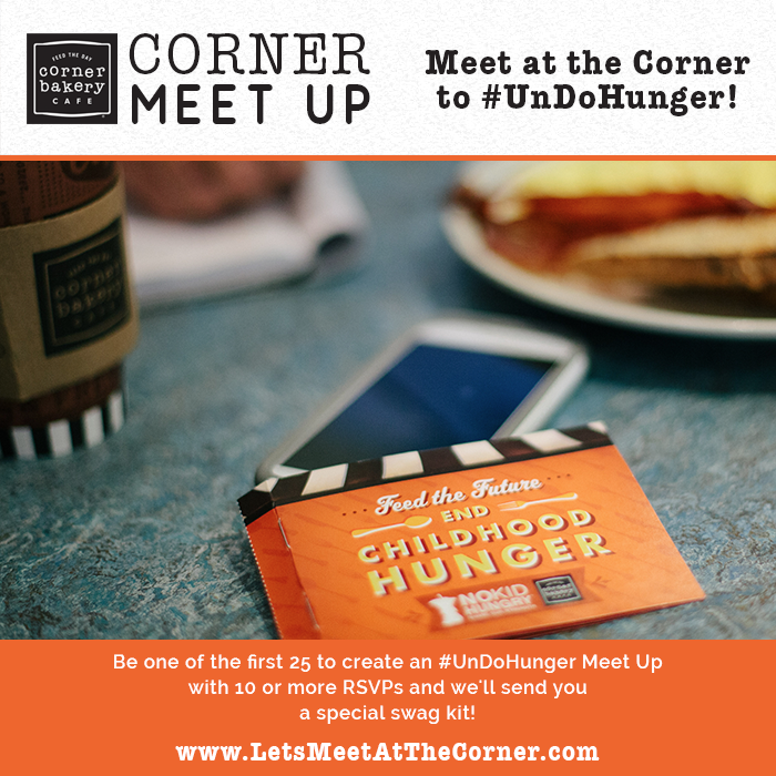 CornerBakery's tweet photo. Host a @NoKidHungry #UndoHunger Meet Up today! 1st 25 w/over 10 RSVPs get #NoKidHungry SWAG http://t.co/7Gbwcatkup http://t.co/aOiYOAEXcp