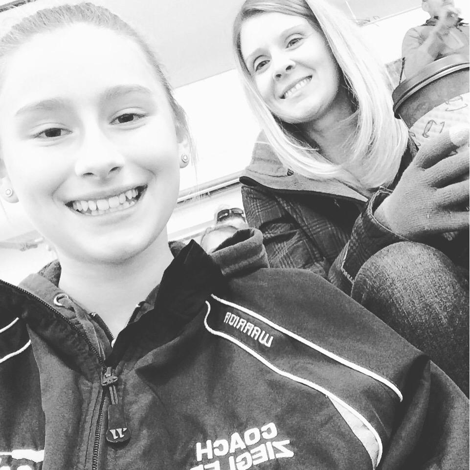 My two awesome ladies watching and cheering for their favorite little guy at hockey tryouts. #ilovemyfamily