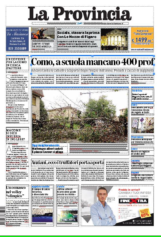 laprovinciadico's tweet photo. Good Morning Como!!! La prima pagina de La Provincia del 24 settembre. Buona lettura.
http://t.co/Zbzmds6gmc http://t.co/crfWlqnIff