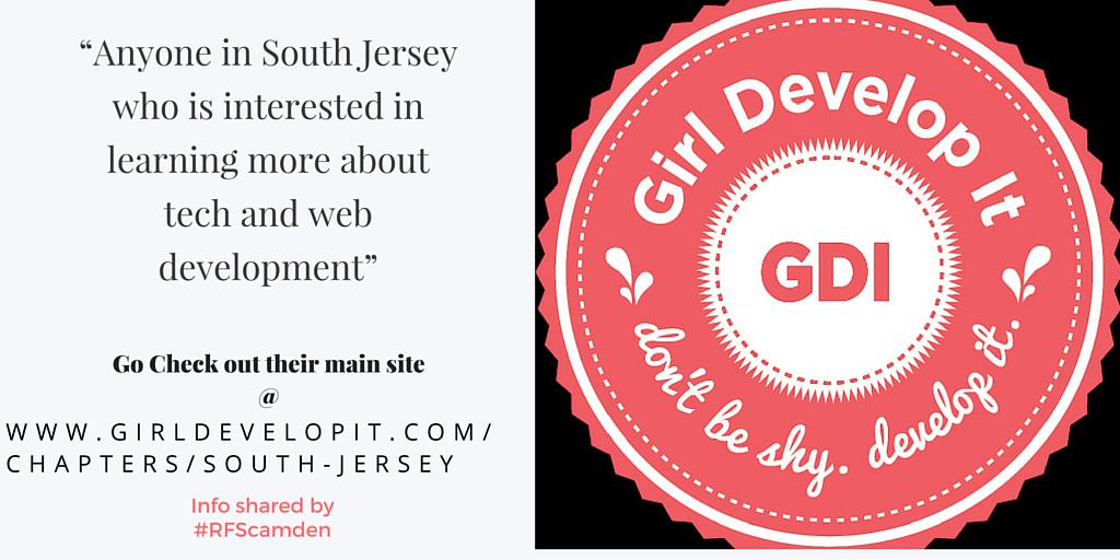 rfscamden's tweet photo. Do you live in South Jersey? Do want to learn about tech and web development? Check out @gdisnj #rfscamden http://t.co/q0pKXIvjrX