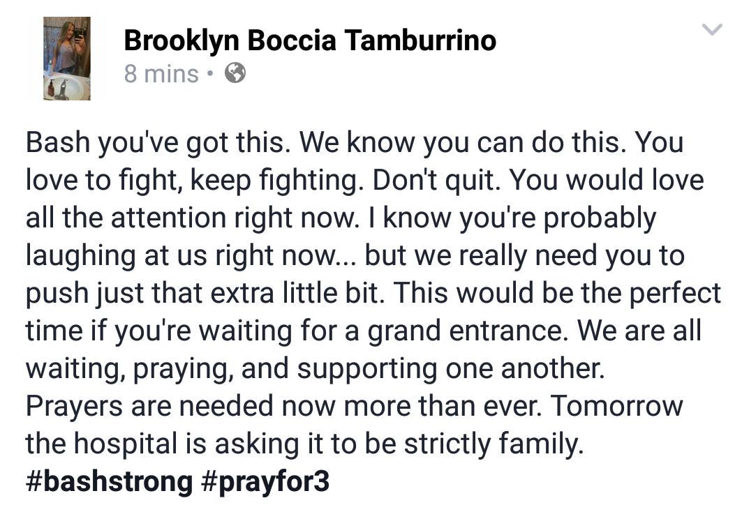 brooklynboccia's tweet image. All in God&apos;s hands now. 
#bashstrong #prayfor3