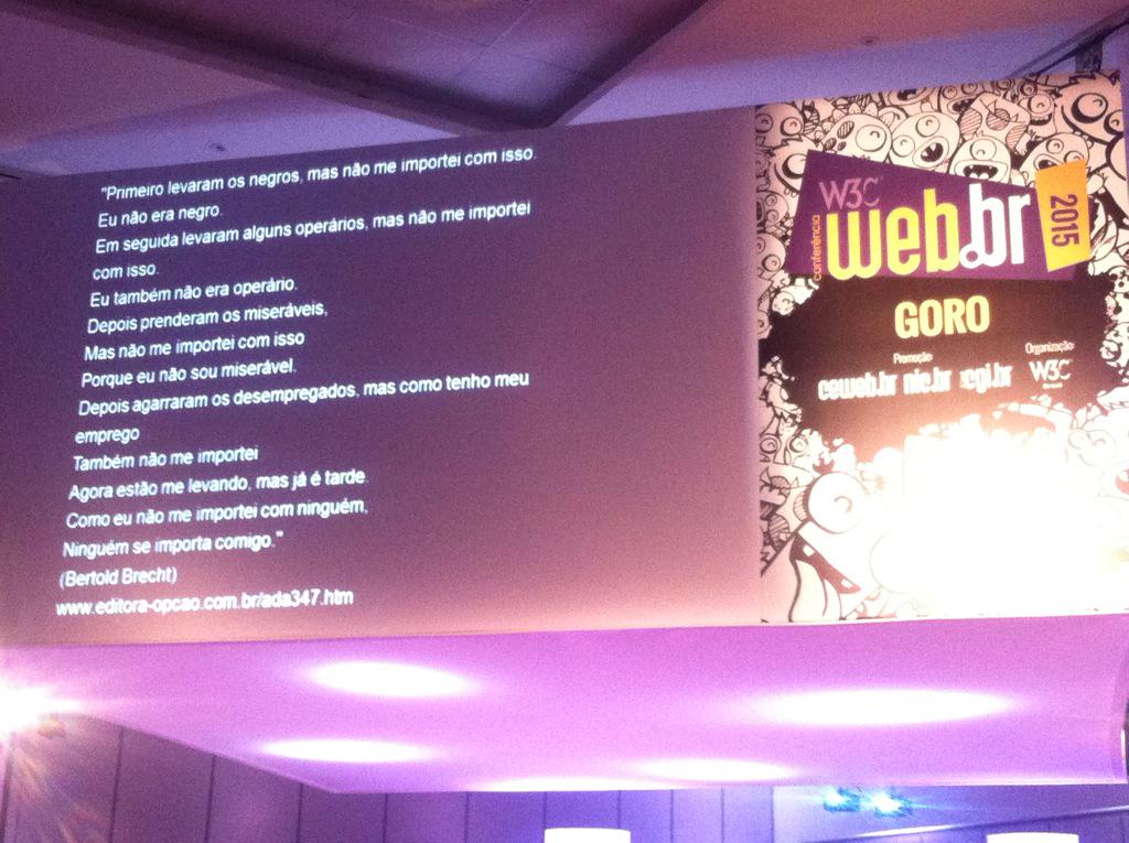 w3csp's tweet image. Lêda Spelta apresenta 6 propostas para a acessibilidade e fecha painel com poema de Brecht #Webbr2015 #20anosCGIbr