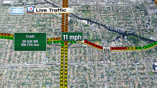 Crash on SR-836 WB at NW 27th Ave. Speeds at 11mph #traffic #miami @JeniseFernandez http://t.co/nmiYS38DbI