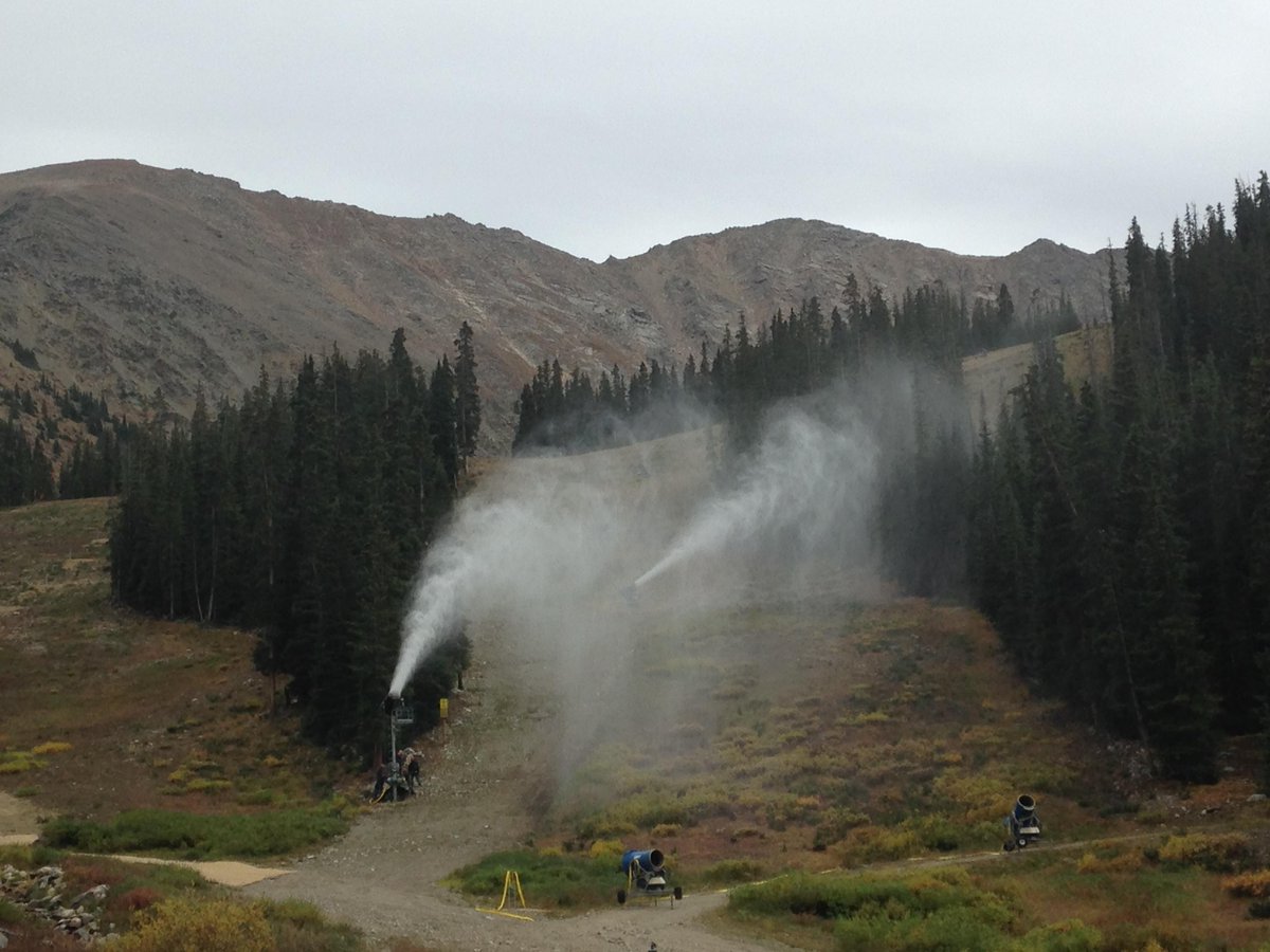 Arapahoe_Basin's tweet photo. Yep, we're testing out some very important equipment. Not cold enough for real #snowmaking, just training our team! http://t.co/Vaqr4CipKK
