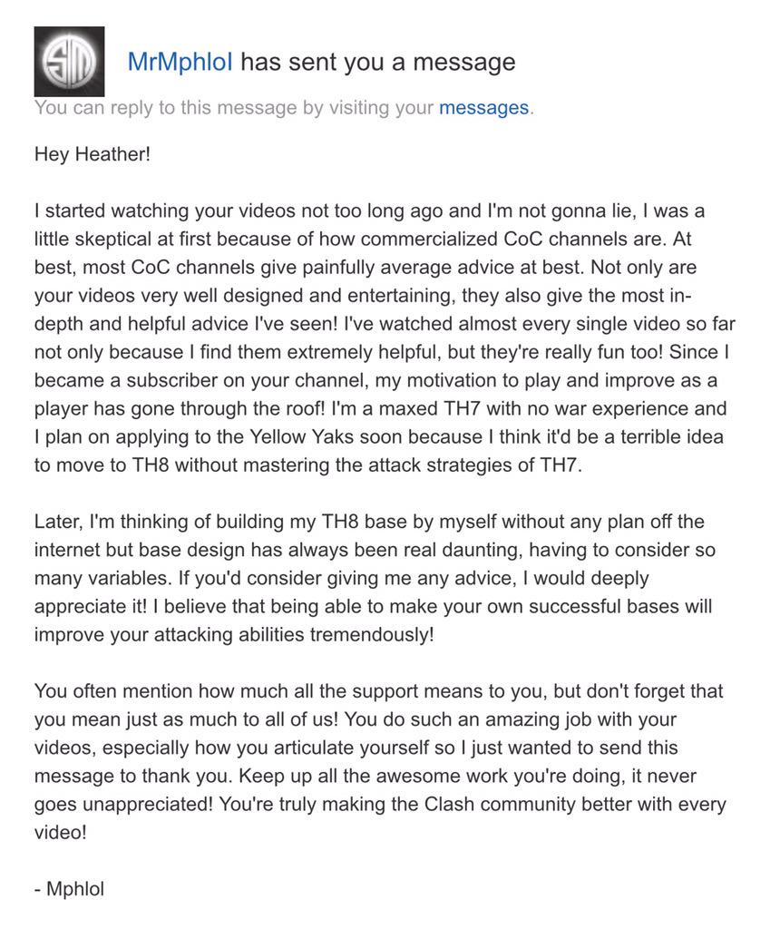 ClashTutor's tweet photo. Having a rough night, then I get this. I'll admit, it made me a bit teary. @YellowYaksCoC you better accept this guy. http://t.co/zZQnxepACM
