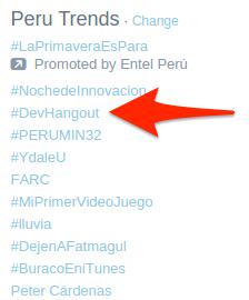 lshimokawa's tweet image. Nuevamente #DevHangout trending topic en Perú 🙌