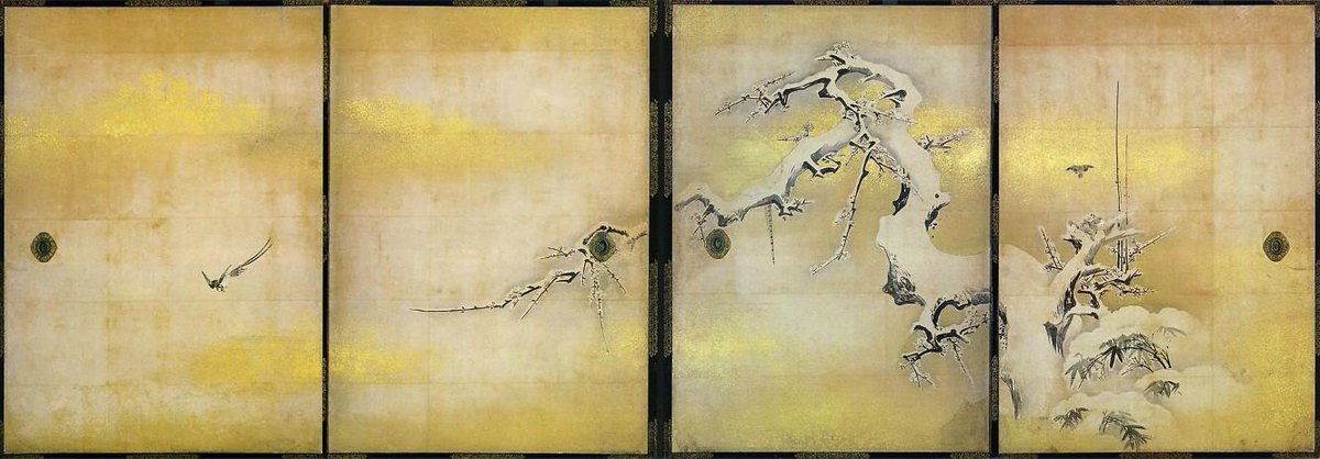 狩野探幽((Kanō Tan'yū)) 四季花鳥図（雪中梅竹鳥図）名古屋城障壁画