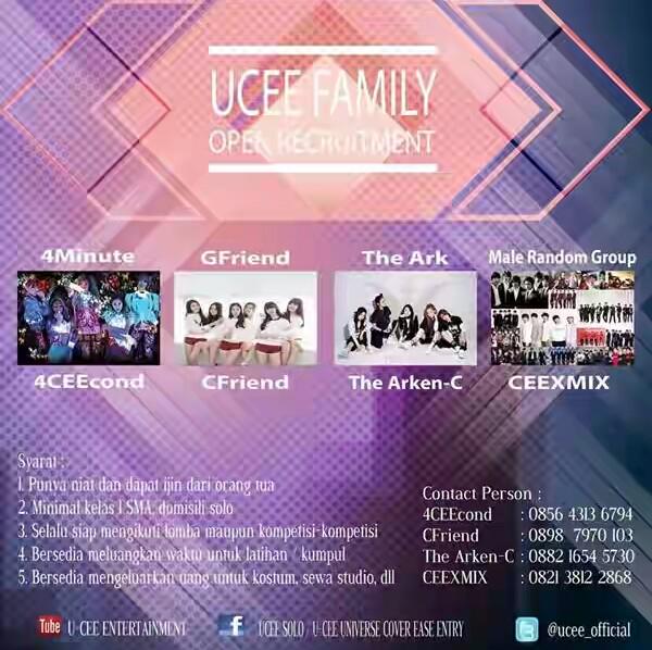 [Help RT] U-CEE Open Recruitment! <a href="/Aquila_DC/">Aquila Dance Cover</a> <a href="/acdc_jogja/">Another Cover DC</a> @AOC_DC <a href="/seta_aditya/">Prima seta Aditya</a> <a href="/Astritzz_SHINee/">TM_Noona</a> @abdirudy @accuracy_dc