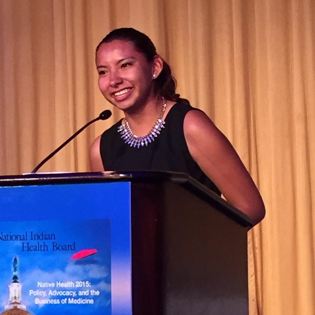 NIHB1's tweet photo. Miss Summer Montileaux, Oglala Lakota, accepts the Youth Leadership Award at #NIHBACC2015 #NativeYouth http://t.co/Tl9VuJBQmm