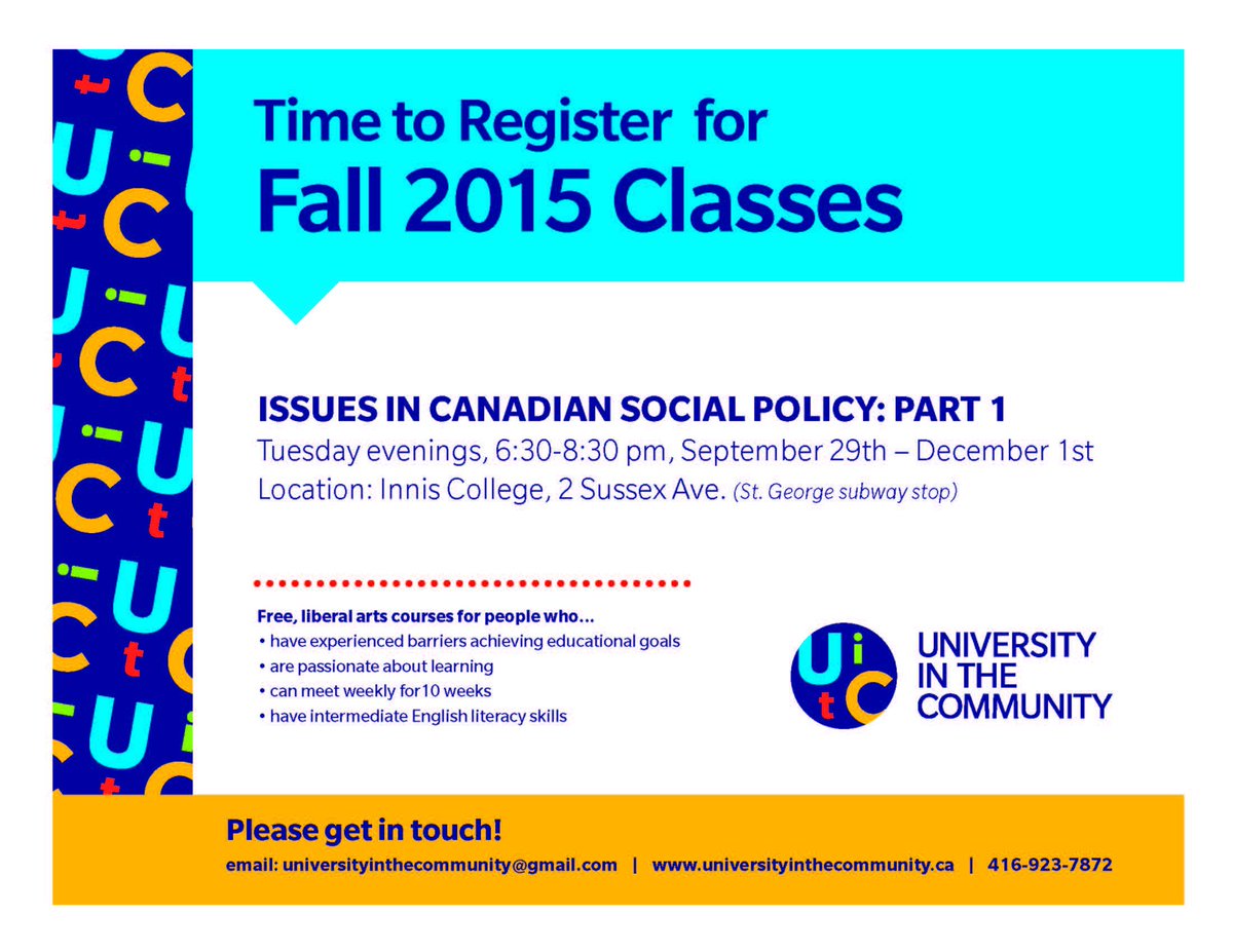 UitCToronto's tweet photo. Classes are starting soon. It's not too late to #register!
#education #learning #nevertoolate http://t.co/aieIgcNnBt