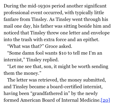 kidney_boy's tweet photo. How Tinsley Harrison (of Harrisons Principals of Internal Medicine) became a board certified internist in the #ABIM http://t.co/PUbOaeaP2g