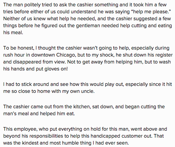 This photo of a McDonald’s worker helping an old man eat will tug at your heart bzfd.it/1OTsrJX