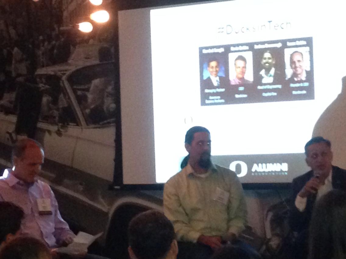 plevinson's tweet photo. Great #Fintech roundtable with @ibabbs, Harshui &amp; Josh at the inaugural #DucksinTech @UOAlumni event in SF. http://t.co/XalwMniump