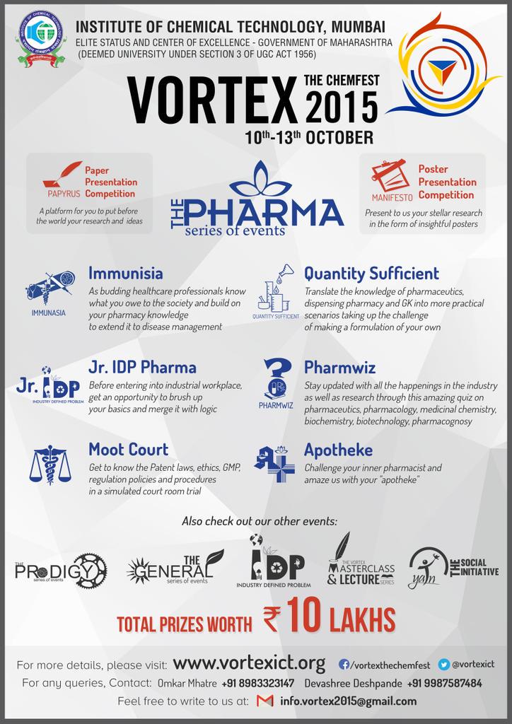 vortexict's tweet photo. Vortex 3.0 is proud to present The Pharma series of events - a platform to test your true pharmaceutical genius !!! http://t.co/Fmx7U9rOgx