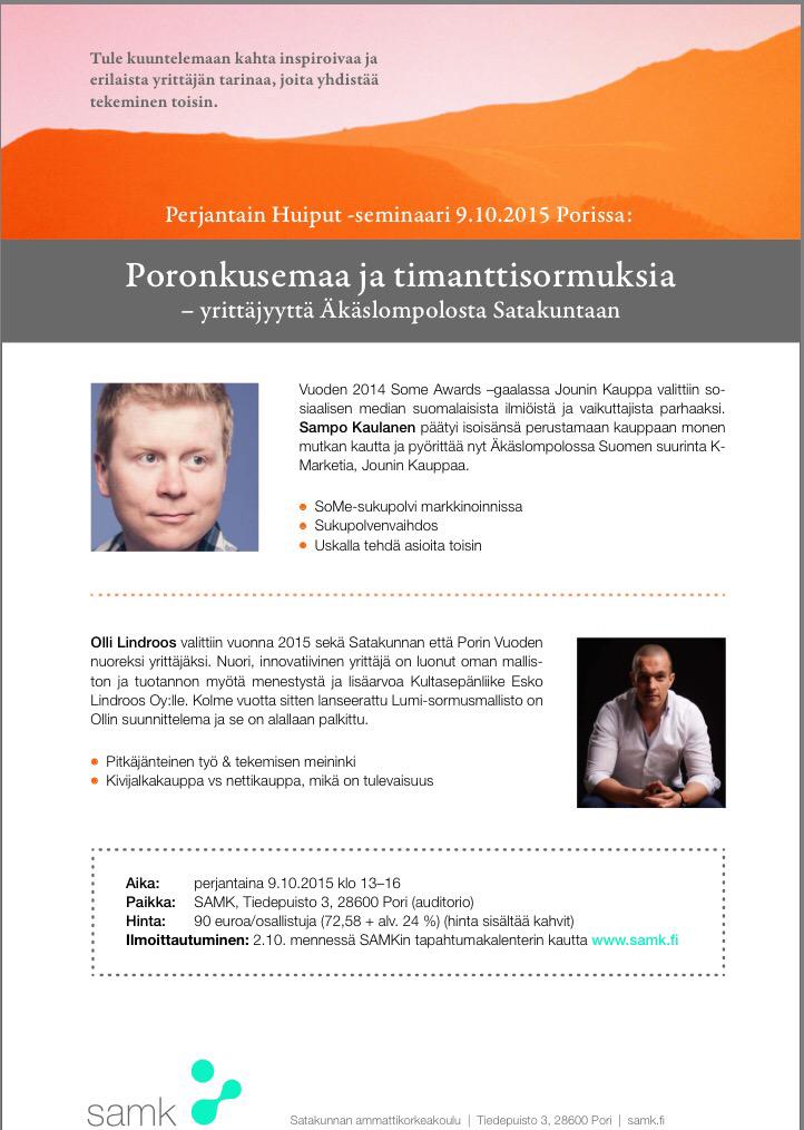 Poronkusemaa ja timanttisormuksia!
Odotan innolla tapaamistamme.