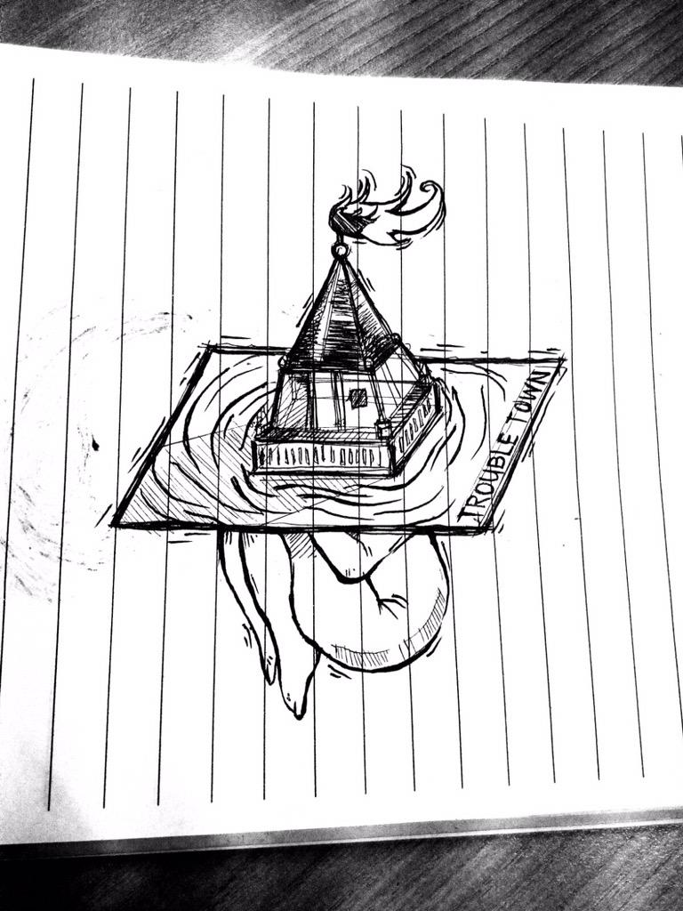 Midnite_Meeting's tweet photo. Trouble Town sketch. #rare #tweetkenangan http://t.co/R2bjilXGn5