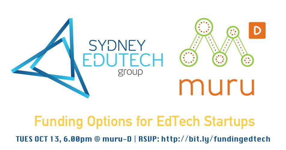 SydEduTechGroup's tweet photo. Funding options for EdTech Startup-bootstrapped vs incubator vs venture backed @murudau RSVP: http://t.co/DIDLGwSbYR http://t.co/tgZa7Dzdh0