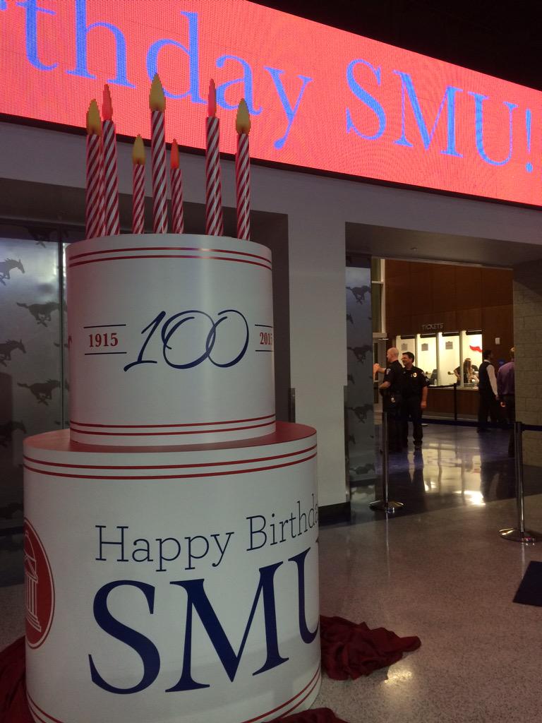 SMU's tweet photo. Happy birthday, @SMU. Wait 'til you see what we have planned for tomorrow. #smu100 http://t.co/oGBGl7AD8L