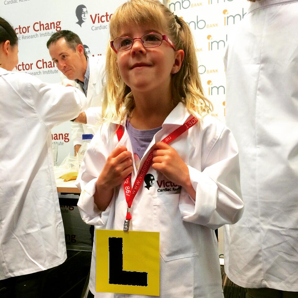 VictorChangInst's tweet image. Adorable Piper on her #science L plates learning how to be a scientist! #whenigrowup  @7NewsSydney @IMB_Bank