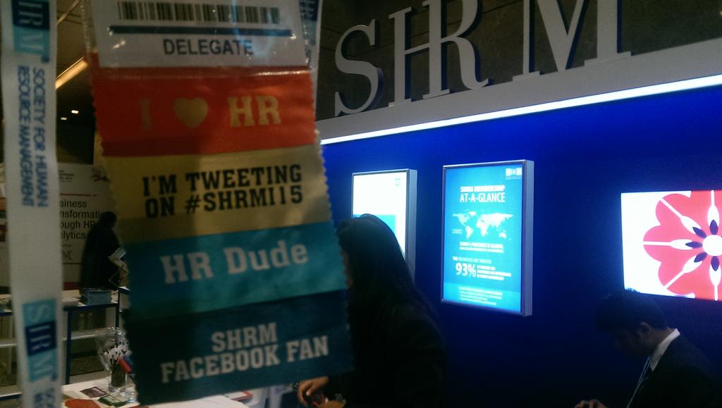 SHRMindia's tweet photo. Show us some #HR love! Cool HR badges & ribbons up for grabs at the SHRM booth. Come get! #ILoveHR #HRDude #SHRMI15 http://t.co/v8ZEs9nJUa