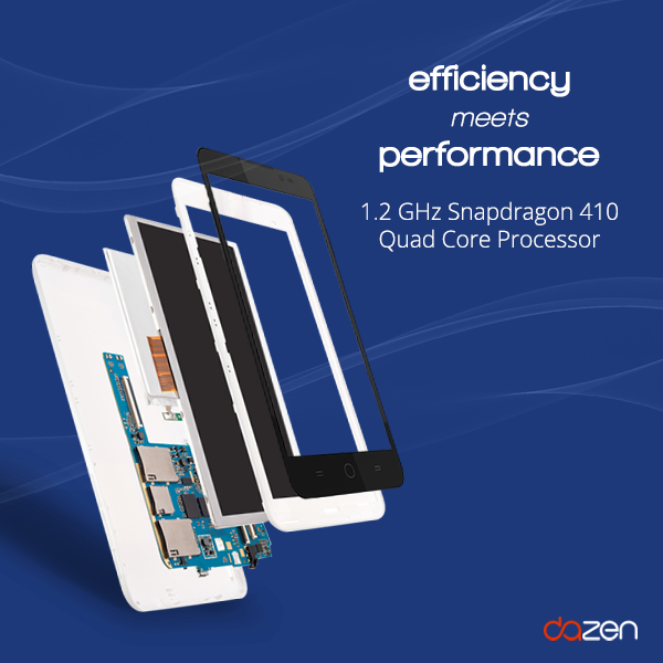 dazenofficial's tweet photo. Efficiency Meets Performance! #Dazen1 comes with 1.2 GHz Snapdragon 410 Quad Core Processor http://t.co/viPuwmBFLC