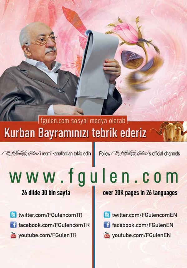 FGulencomTR's tweet photo. Kurban Bayramı'nızı tebrik eder, nice bayramlara ulaşmanızı dileriz. http://t.co/WomFKBoujs
