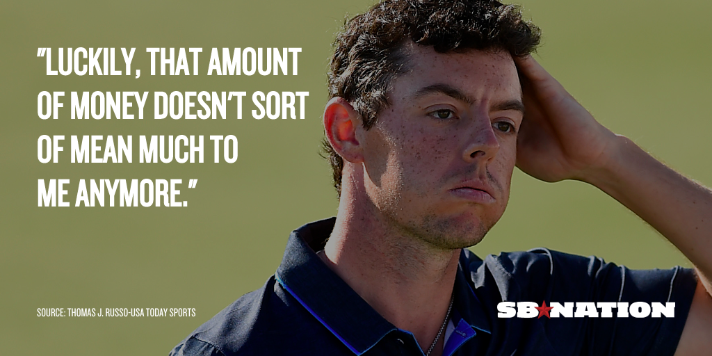 SBNation's tweet image. Rory McIlroy doesn't sweat the small stuff. Like, you know, $10 million. sbnation.com/golf/2015/9/24…