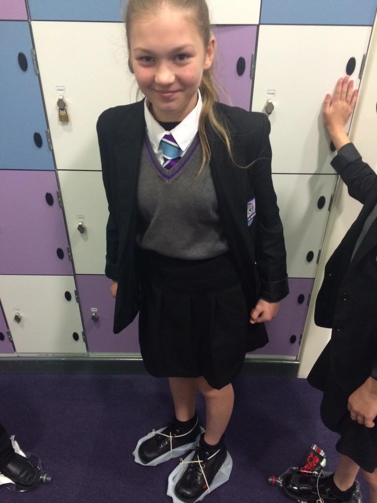 CEO_GMYF's tweet image. Beth Cocker with a pair of recycled shoes as part of her @newmangeography lesson. #ClarksAreWorried #StewardsOfEarth