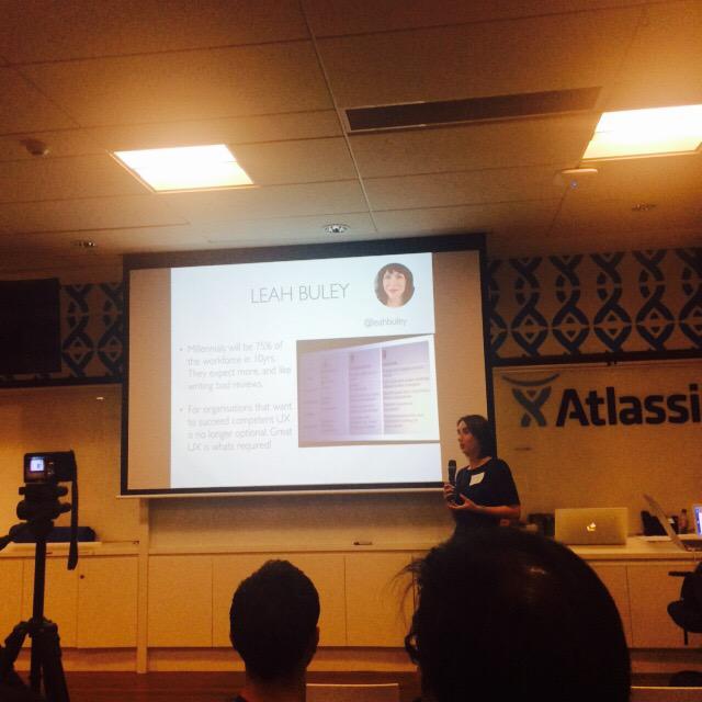 alinavan's tweet photo. Our @luckykat giving redux of #uxweek15 @uxweek at #IxDASYD @ixda_sydney @perceptiveideas http://t.co/O7JLGnDes6