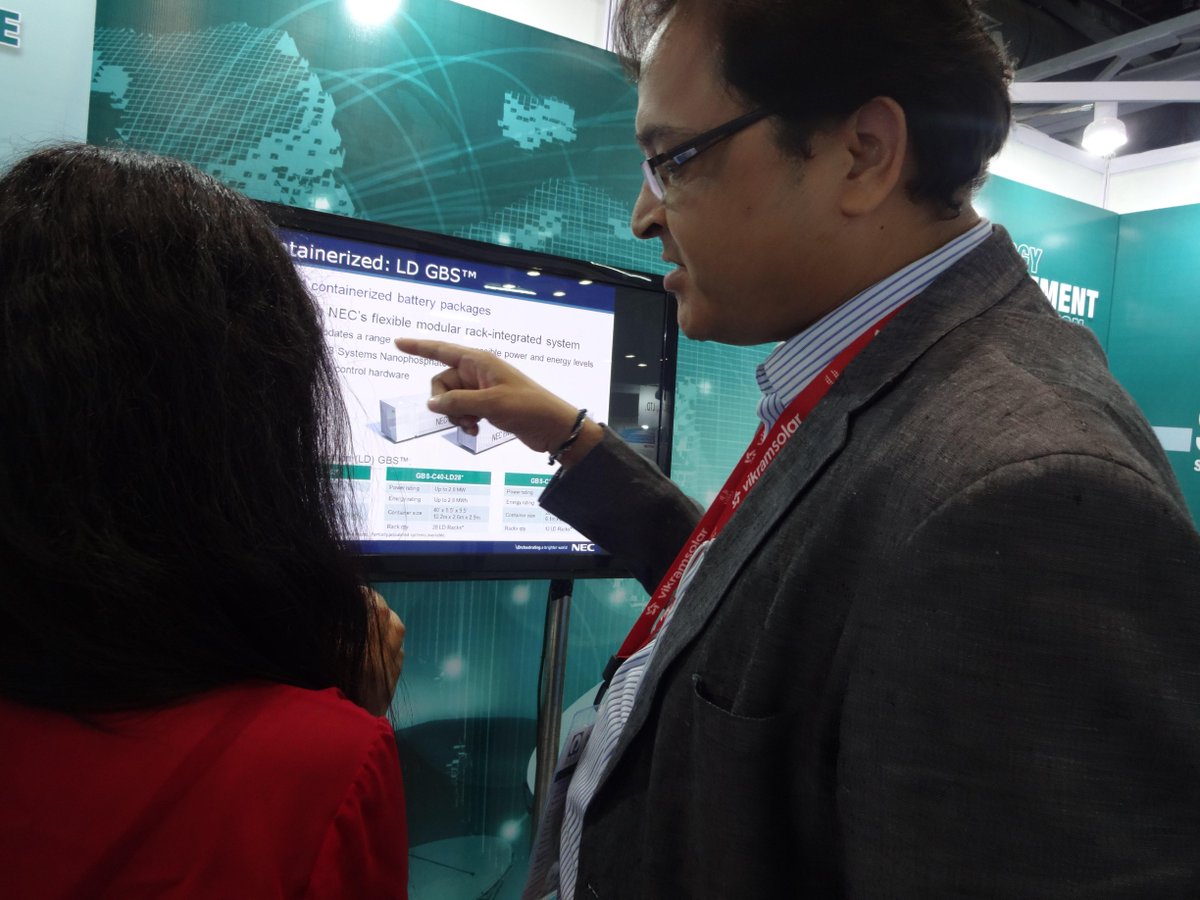 Demonstrating the Smart Energy System at the NEC India booth. #RenewableEnergy, #SmartEnergy, @UBM, <a href="/IndiaExpoCentre/">India Exposition Mart Limited</a>