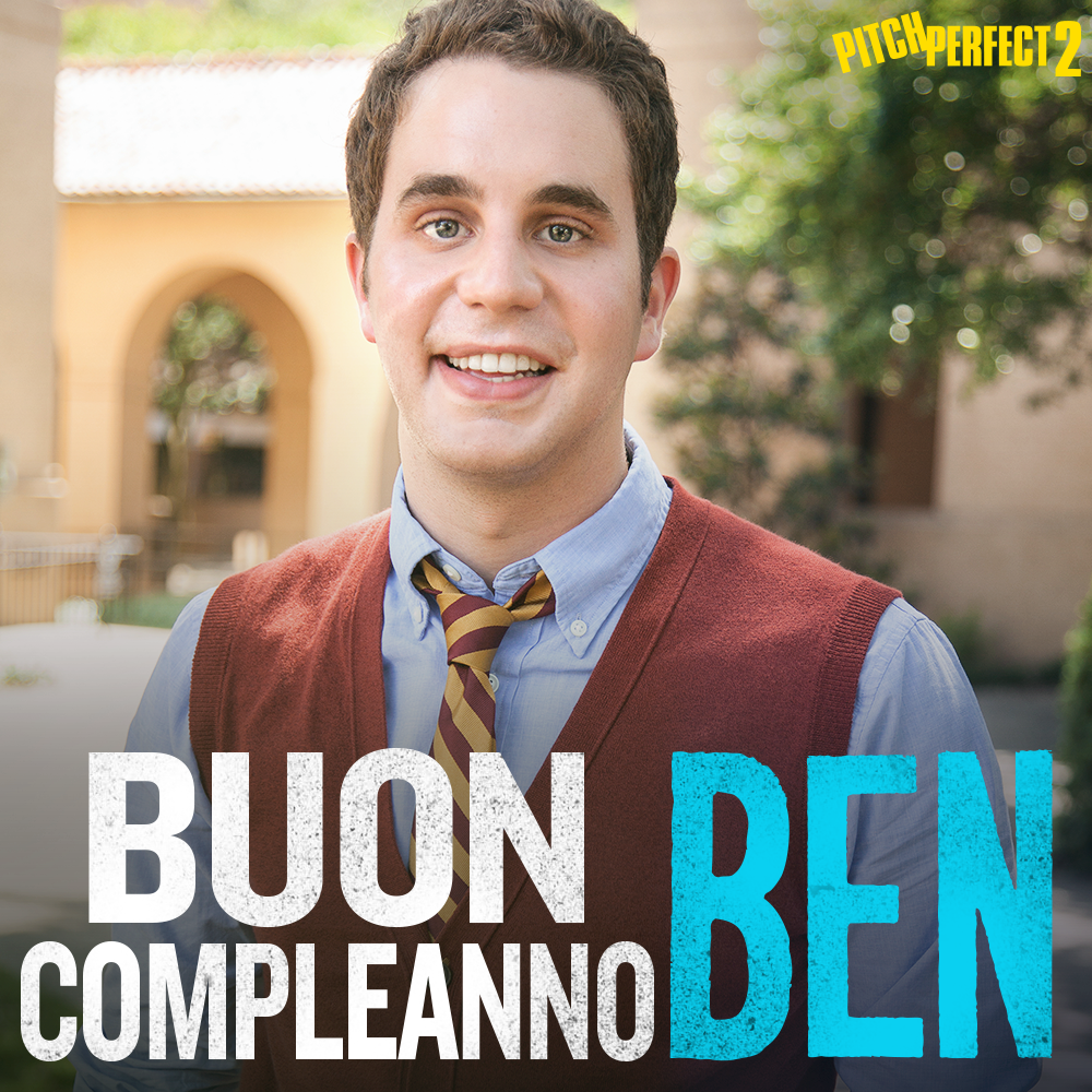 PitchPerfectIT's tweet photo. Buon compleanno Ben! Raccontateci quale sue scena in #pitchperfect2 è la vostra preferita! http://t.co/mCmIIf8cIh http://t.co/c1rJ7Swp7T