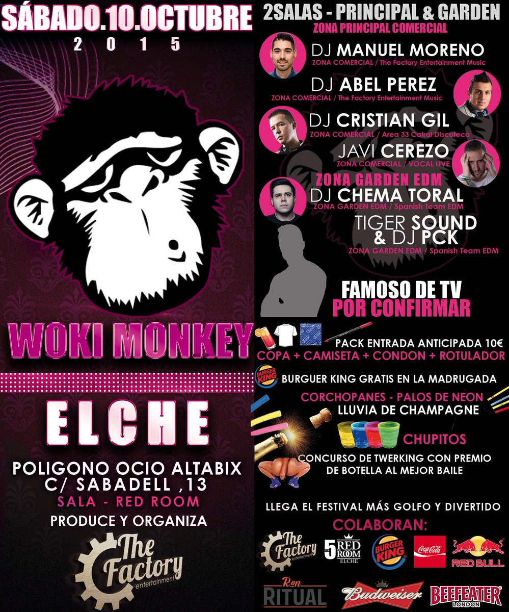 EnjoyFiesta's tweet photo. SABADO 10 &amp; SABADO 31 - SALA @5RedRoomElche @EnjoyElche , PRODUCE Y ORGANIZA @TheFactoryEnt !! http://t.co/soxOZ1ZrLD