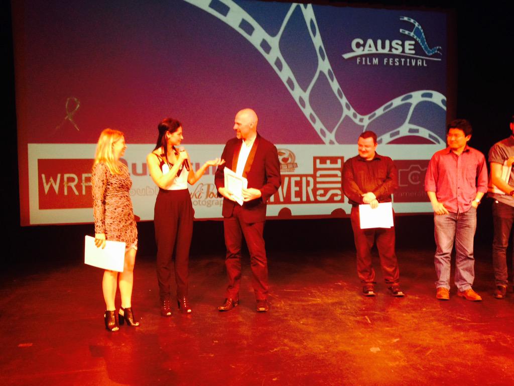 causefilmfest's tweet photo. Congrats @JerryRetford #somethingaboutbindis - sweeping the awards! http://t.co/wPGdGV29O4