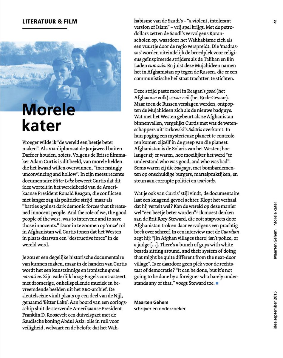 Morele kater: na Syrië is Reagan's 'good vs. evil' passé. Kijk Curtis' docu BitterLake of lees mn column <a href="/VMStichting/">Van Mierlo Stichting</a>
