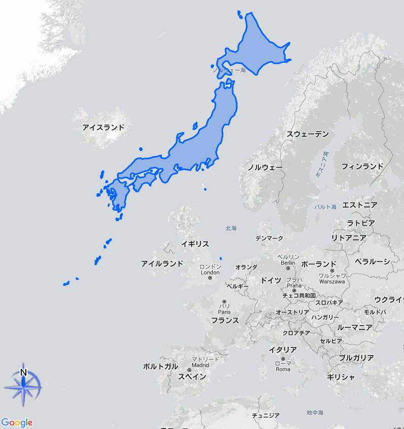 zapa's tweet image. 日本を北欧に配置してみると、けっこう巨大な国だっていうことがわかる図。