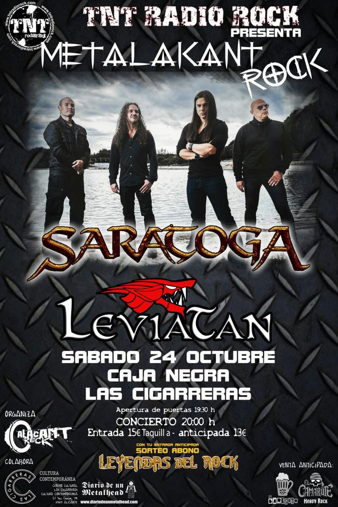 METALAKANT ROCK Sabado 24/9/15 os esperamos en Cigarreras Alicante LEVIATAN y SARATOGA. Sorteo de bono para Leyendas