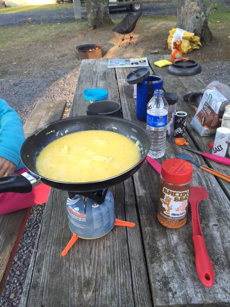 CataldoLouis4's tweet photo. #baconbbq it's not just for dinner @MeatChurch @REI #watkinsglenkoa @Jetboil #breakfast #eggs http://t.co/JNOM3U8Jj7