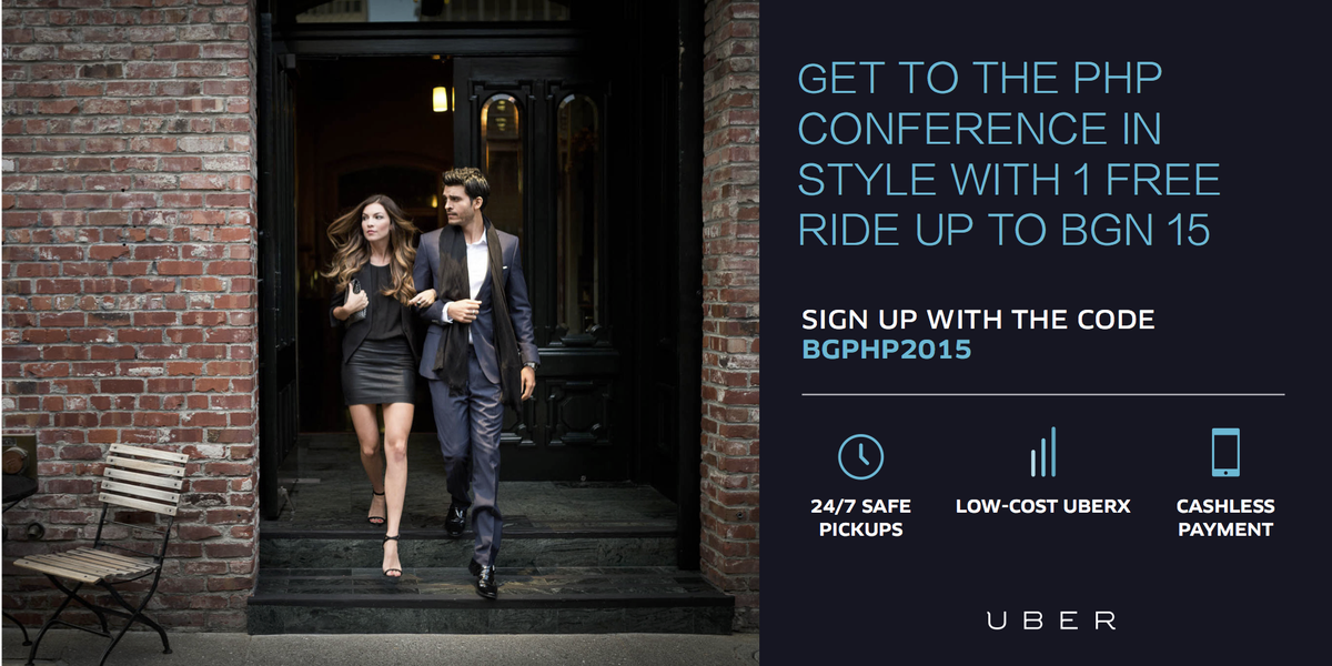 bgphp's tweet photo. Thrilled to have @Uber_Sofia is an official #bgphp15 partner.All new Uber users get a free ride with code BGPHP2015 http://t.co/g93qqCKAGi